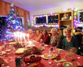 Nancy's Christmas dinner for the Guild in her weaving studio