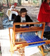 Linda brought a floor loom from home to demonstrate weaving